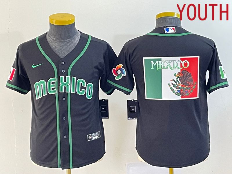 Youth 2023 World Cub Mexico Blank Black Nike MLB Jersey5